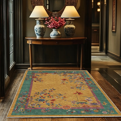 Ownkoti Washable Vintage Flower Anti-slip Area Rug