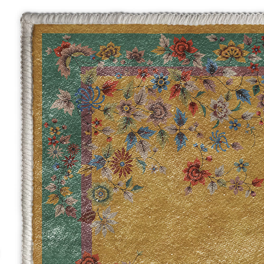 Ownkoti Washable Vintage Flower Anti-slip Area Rug