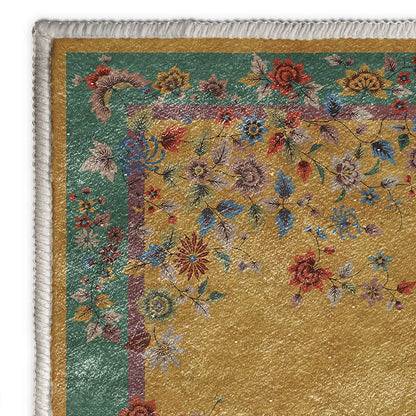 Ownkoti Washable Vintage Flower Anti-slip Area Rug