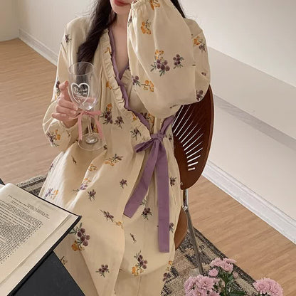 Ownkoti Rural Loquat V-neckline Soft Long Nightgown