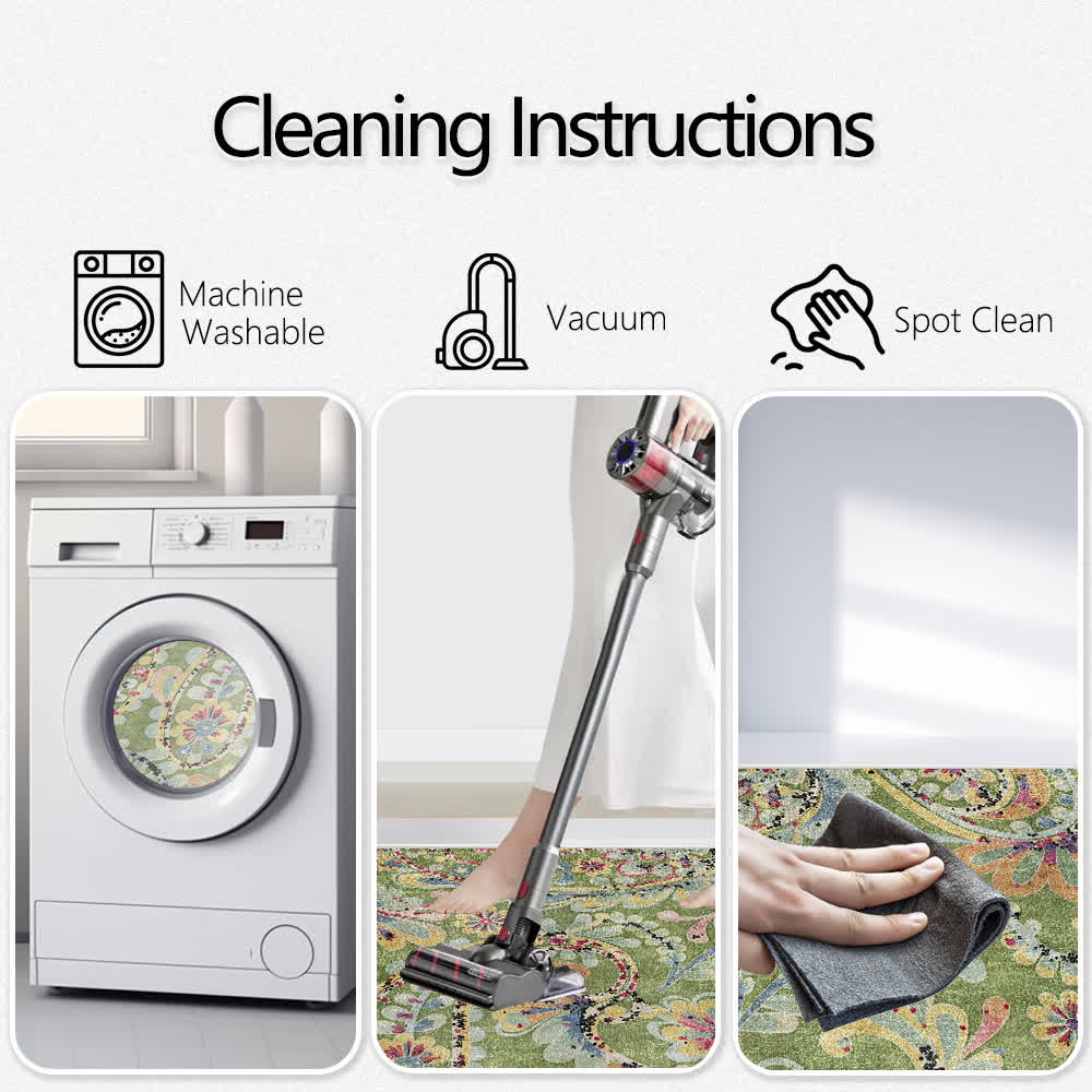 Ownkoti Ethnic Paisley Anti-slip Indoor Outdoor Rug