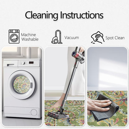 Ownkoti Ethnic Paisley Anti-slip Indoor Outdoor Rug