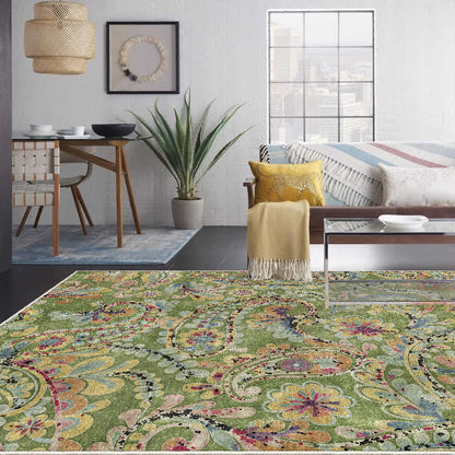 Ownkoti Ethnic Paisley Anti-slip Indoor Outdoor Rug