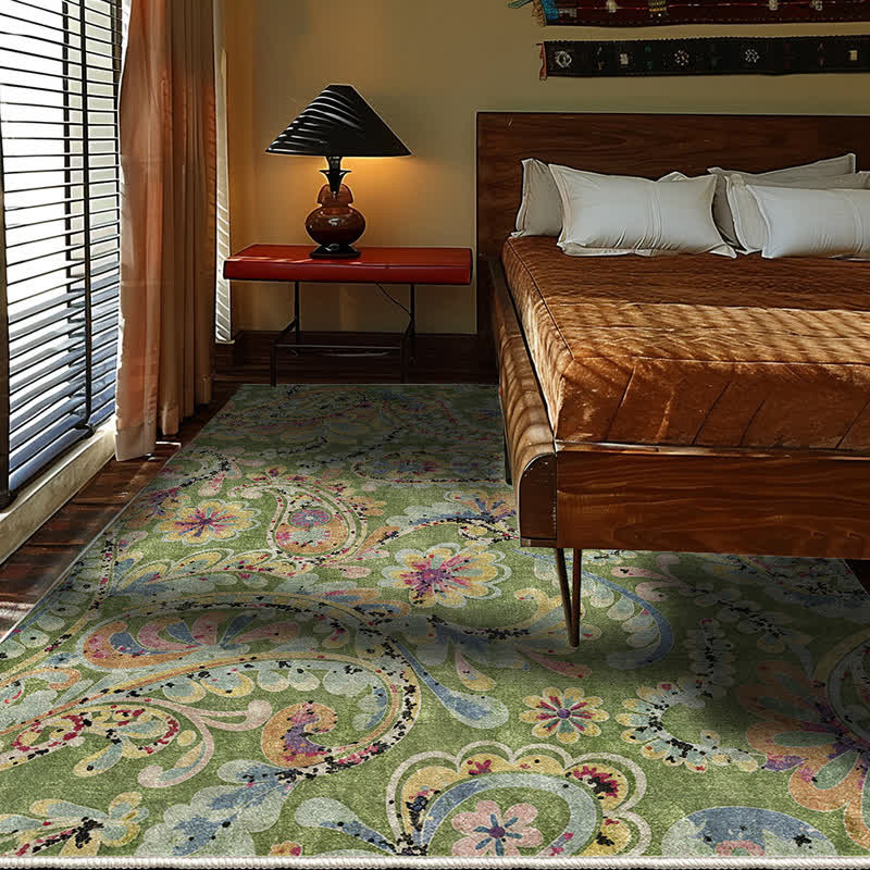 Ownkoti Ethnic Paisley Anti-slip Indoor Outdoor Rug