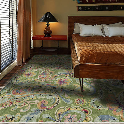 Ownkoti Ethnic Paisley Anti-slip Indoor Outdoor Rug