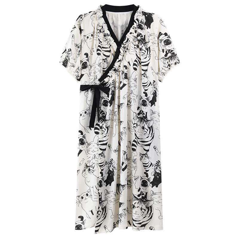 Ownkoti Country Style Padded Tie Nightgown with Pocket - image 7