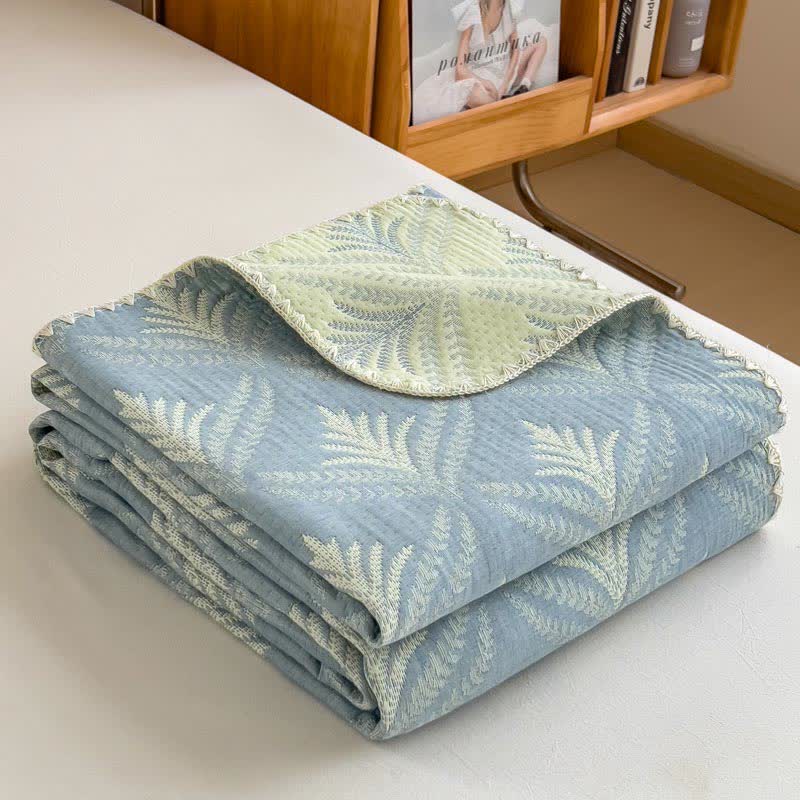 Ownkoti Pine Branch Cotton Gauze Reversible Bedspread
