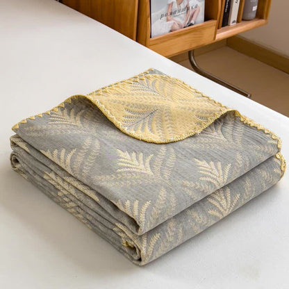 Ownkoti Pine Branch Cotton Gauze Reversible Bedspread