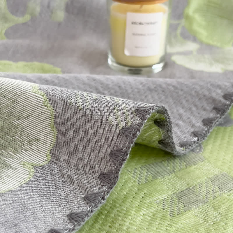 Ownkoti Ginkgo Leaf Cotton Layers Gauze Reversible Coverlet - image 3