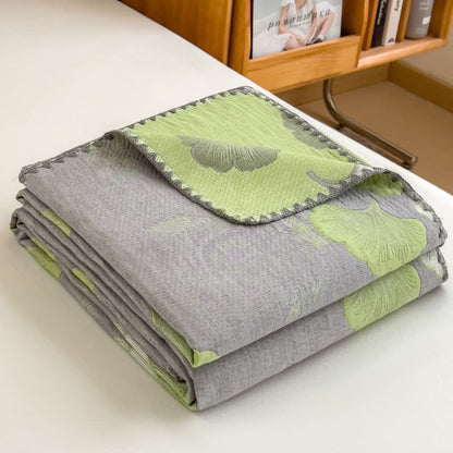 Ownkoti Ginkgo Leaf Cotton Layers Gauze Reversible Coverlet - image 2