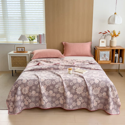 Ownkoti Rural Flower Cotton Layers Gauze Reversible Coverlet