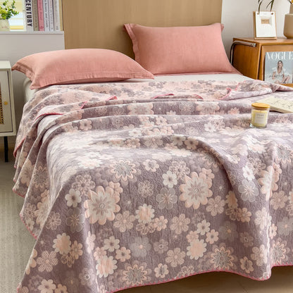 Ownkoti Rural Flower Cotton Layers Gauze Reversible Coverlet