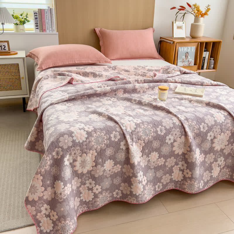Ownkoti Rural Flower Cotton Layers Gauze Reversible Coverlet