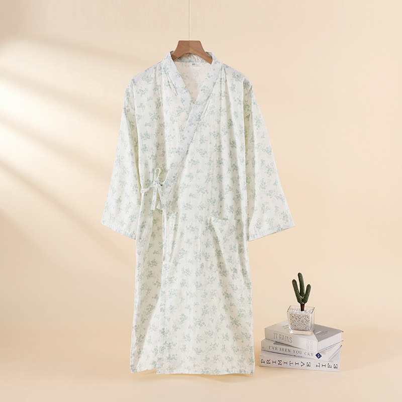 Ownkoti Floral Cotton Gauze Nightgown Home Wear