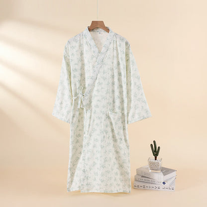 Ownkoti Floral Cotton Gauze Nightgown Home Wear