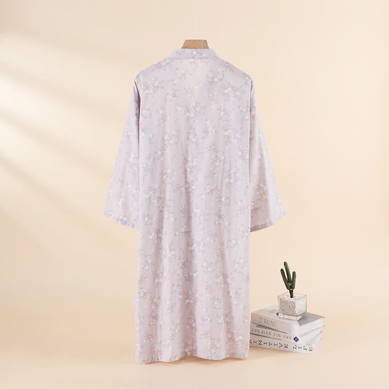 Ownkoti Floral Cotton Gauze Nightgown Home Wear