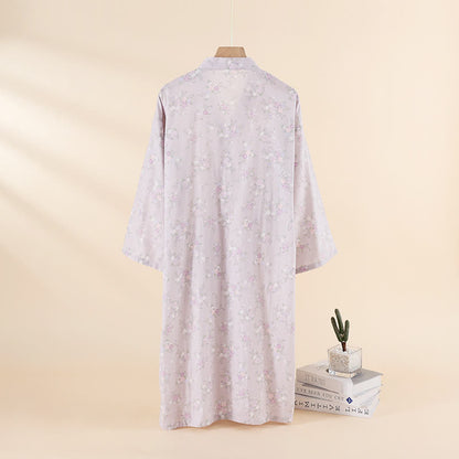 Ownkoti Floral Cotton Gauze Nightgown Home Wear