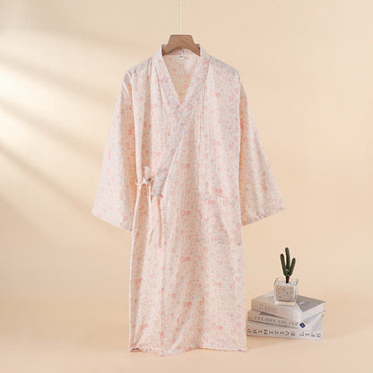 Ownkoti Floral Cotton Gauze Nightgown Home Wear - Pink - XL - image 3
