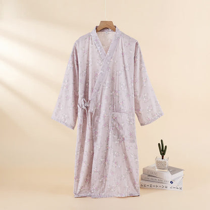 Ownkoti Floral Cotton Gauze Nightgown Home Wear