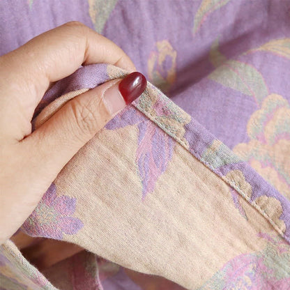 Ownkoti Elegant Vintage Yarn-dyed Jacquard Cotton Loungewear Set