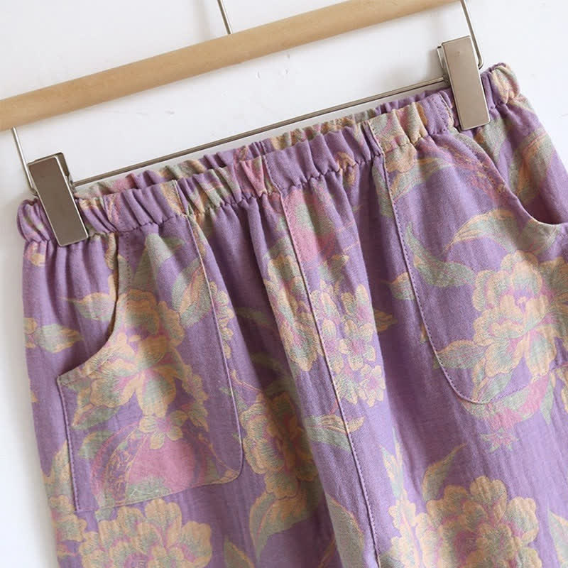 Ownkoti Elegant Vintage Yarn-dyed Jacquard Cotton Loungewear Set