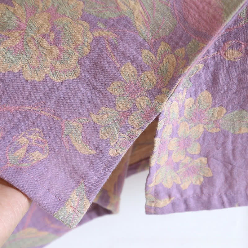 Ownkoti Elegant Vintage Yarn-dyed Jacquard Cotton Loungewear Set