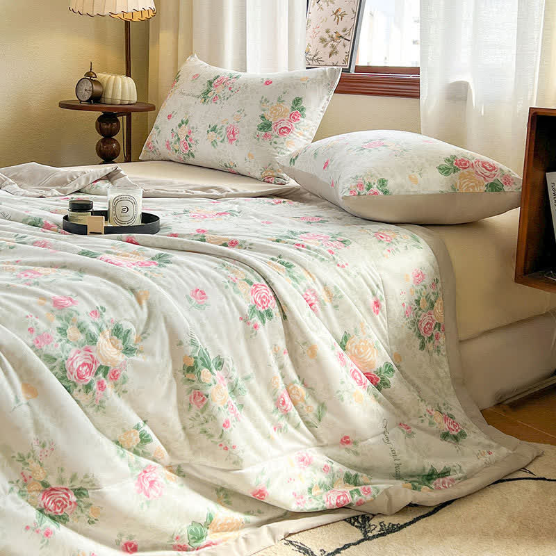 Ownkoti Soft Floral Double Layer Gauze Summer Quilt