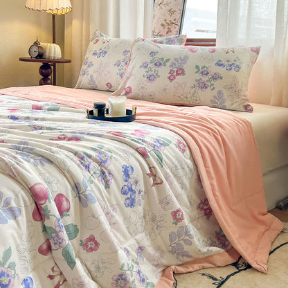 Ownkoti Elegant Floral Double Layer Gauze Summer Quilt