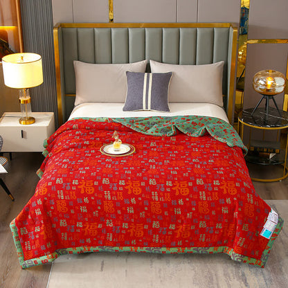 Ownkoti Retro Auspicious Reversible Summer Cotton Quilt