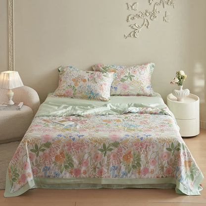 Elegant Floral Summer Bedding Set(4pcs) - Bedding Sets - Queen - image 0