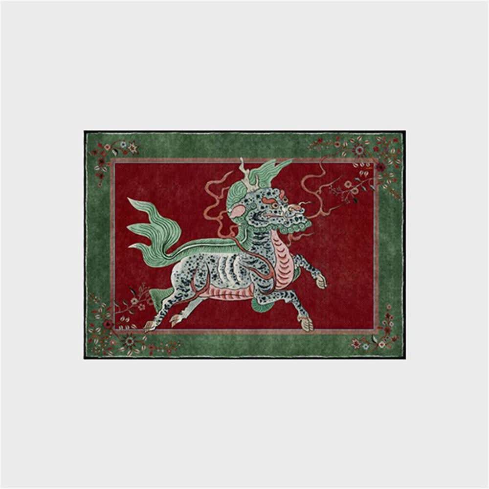 Ownkoti Oriental Retro Kirin Washable Soft Area Rug - Red - 60" x 96" - image 8