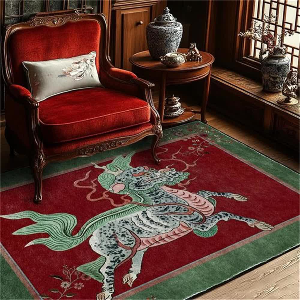 Ownkoti Oriental Retro Kirin Washable Soft Area Rug