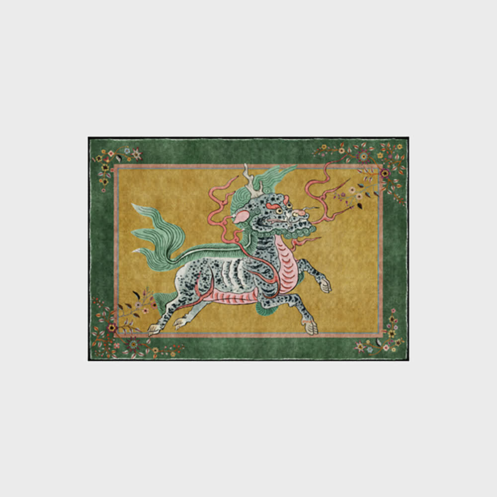 Ownkoti Oriental Retro Kirin Washable Soft Area Rug - Yellow - 60" x 96" - image 15