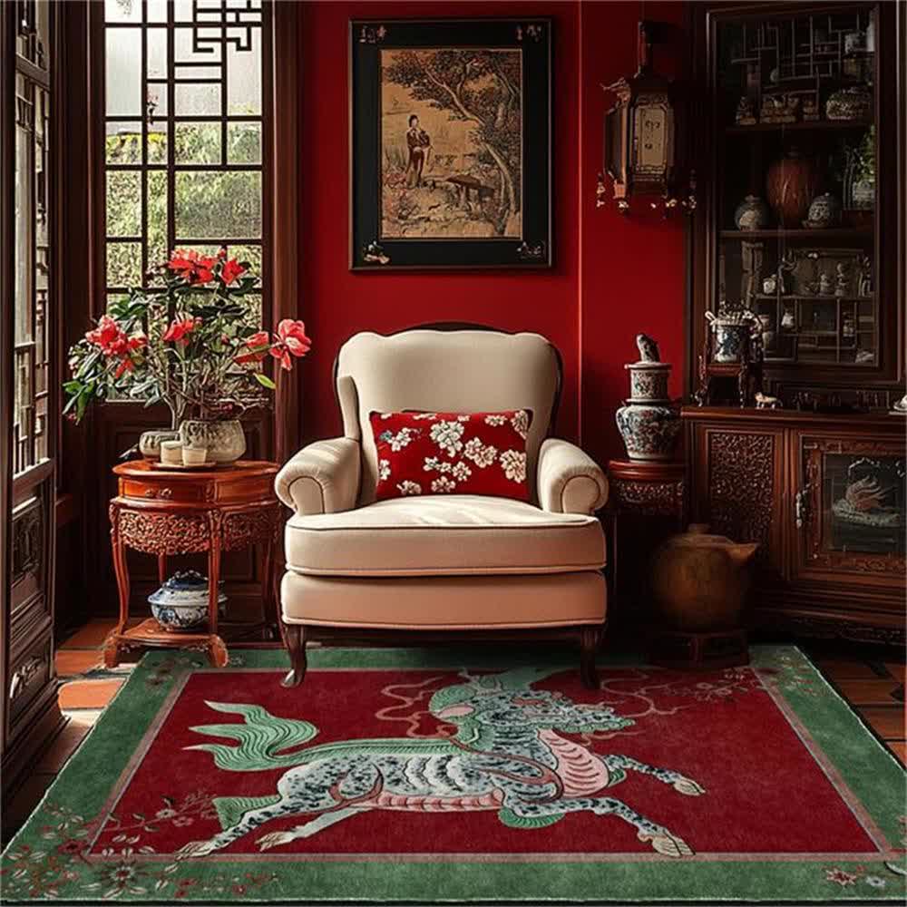 Ownkoti Oriental Retro Kirin Washable Soft Area Rug