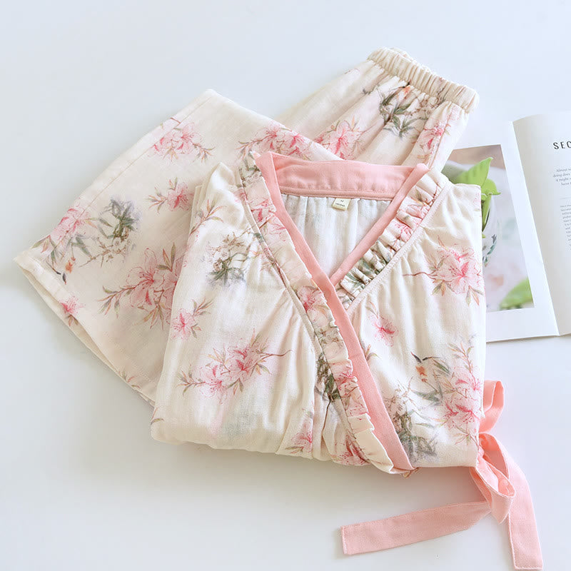 Ownkoti Lily Flower Cotton Kimono Pajama Set - image 1