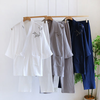 Ownkoti Unisex Bamboo Jacquard Kimono Pajama Set