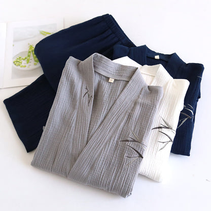 Ownkoti Unisex Bamboo Jacquard Kimono Pajama Set