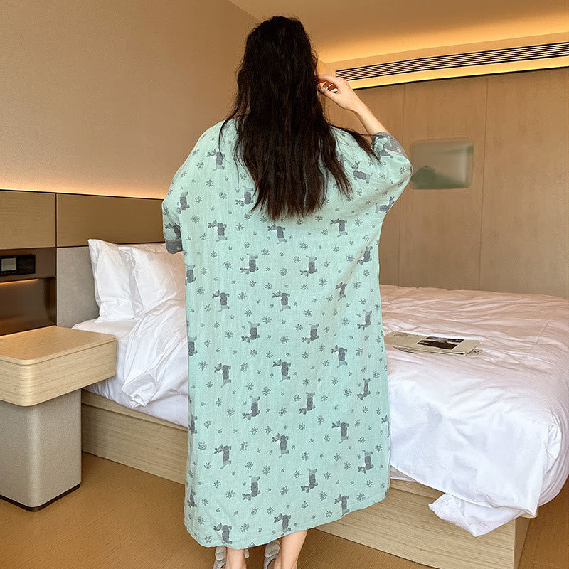 Plus Size Double Layer Cotton Nightgown  - image 4