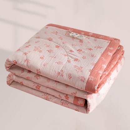 Ownkoti Pink Floral Double-layer Cotton Summer Quilt