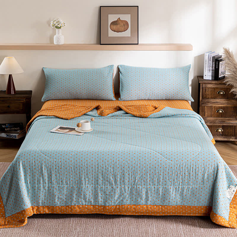 Ownkoti Polka Dot Print Double-layer Cotton Summer Quilt