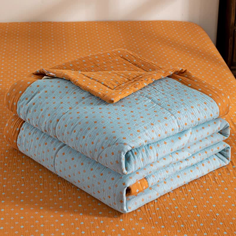 Ownkoti Polka Dot Print Double-layer Cotton Summer Quilt