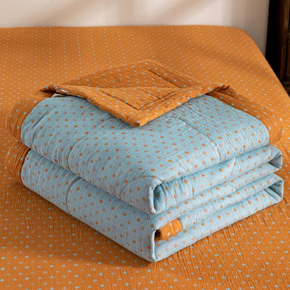 Ownkoti Polka Dot Print Double-layer Cotton Summer Quilt