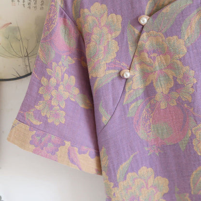Ownkoti Cotton Yarn-dyed Retro Short-sleeve Loungewear Set - image 6
