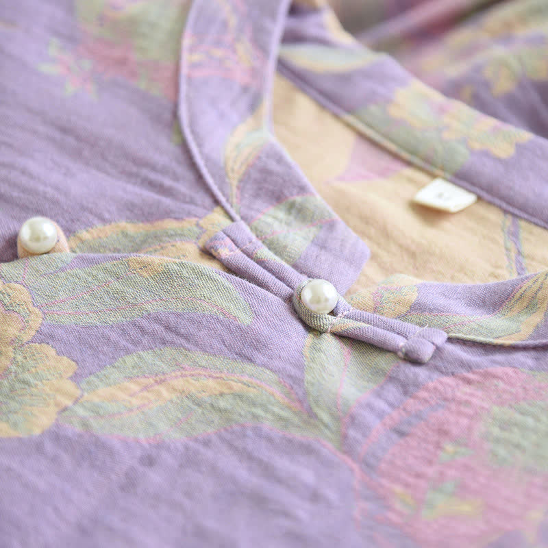 Ownkoti Cotton Yarn-dyed Retro Short-sleeve Loungewear Set - image 5