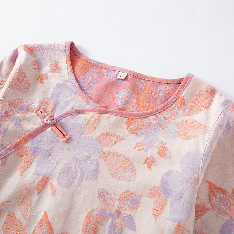 Ownkoti Vintage Yarn-dyed Cotton Round Neck Nightdress