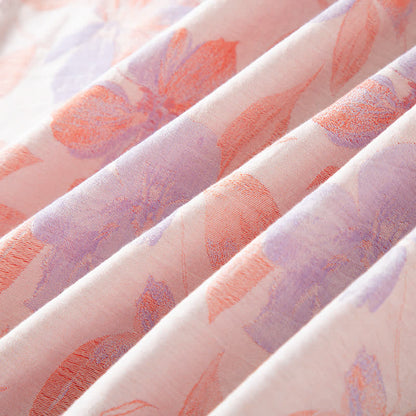 Ownkoti Vintage Yarn-dyed Cotton Round Neck Nightdress