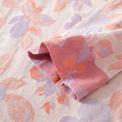 Ownkoti Vintage Yarn-dyed Cotton Round Neck Nightdress