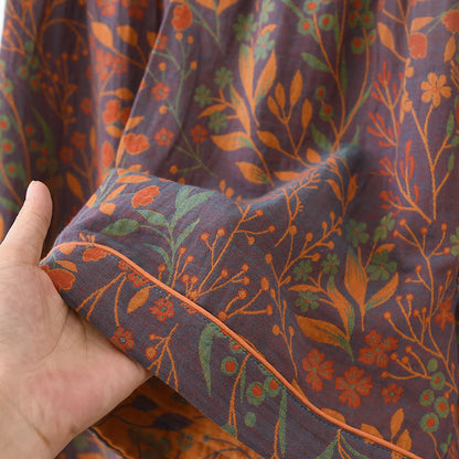 Ownkoti Jacquard Yarn-dyed Cotton Short-sleeved Loungewear Set(3PCS)