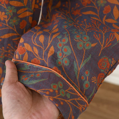 Ownkoti Jacquard Yarn-dyed Cotton Short-sleeved Loungewear Set(3PCS)