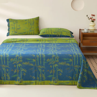 Ownkoti Bamboo Print Cotton Gauze Yarn-dyed Reversible Coverlet - image 1